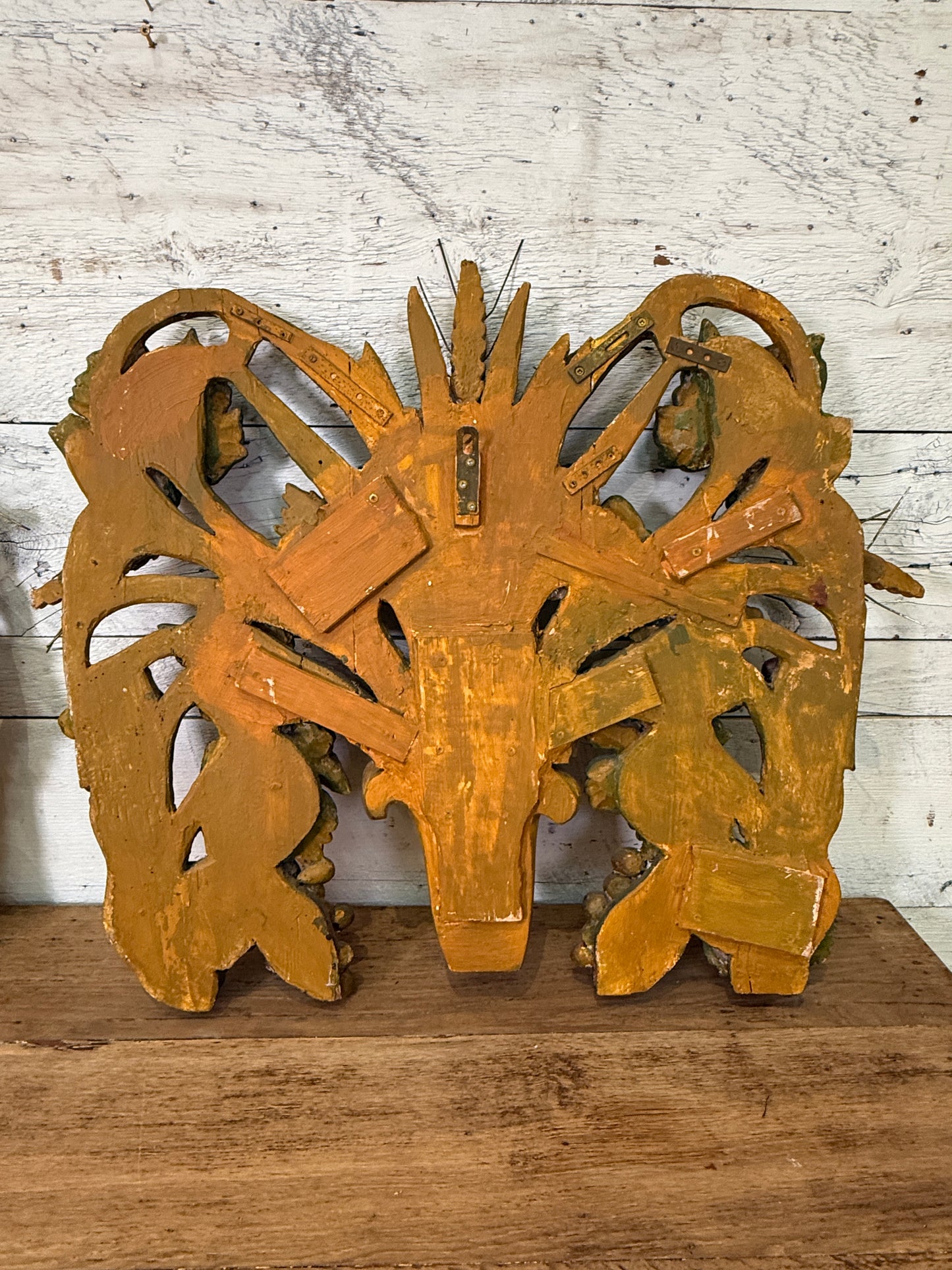 Large Pair of Antique Continental Carved Giltwood Harvest Wall Sculpture, Sold Individually