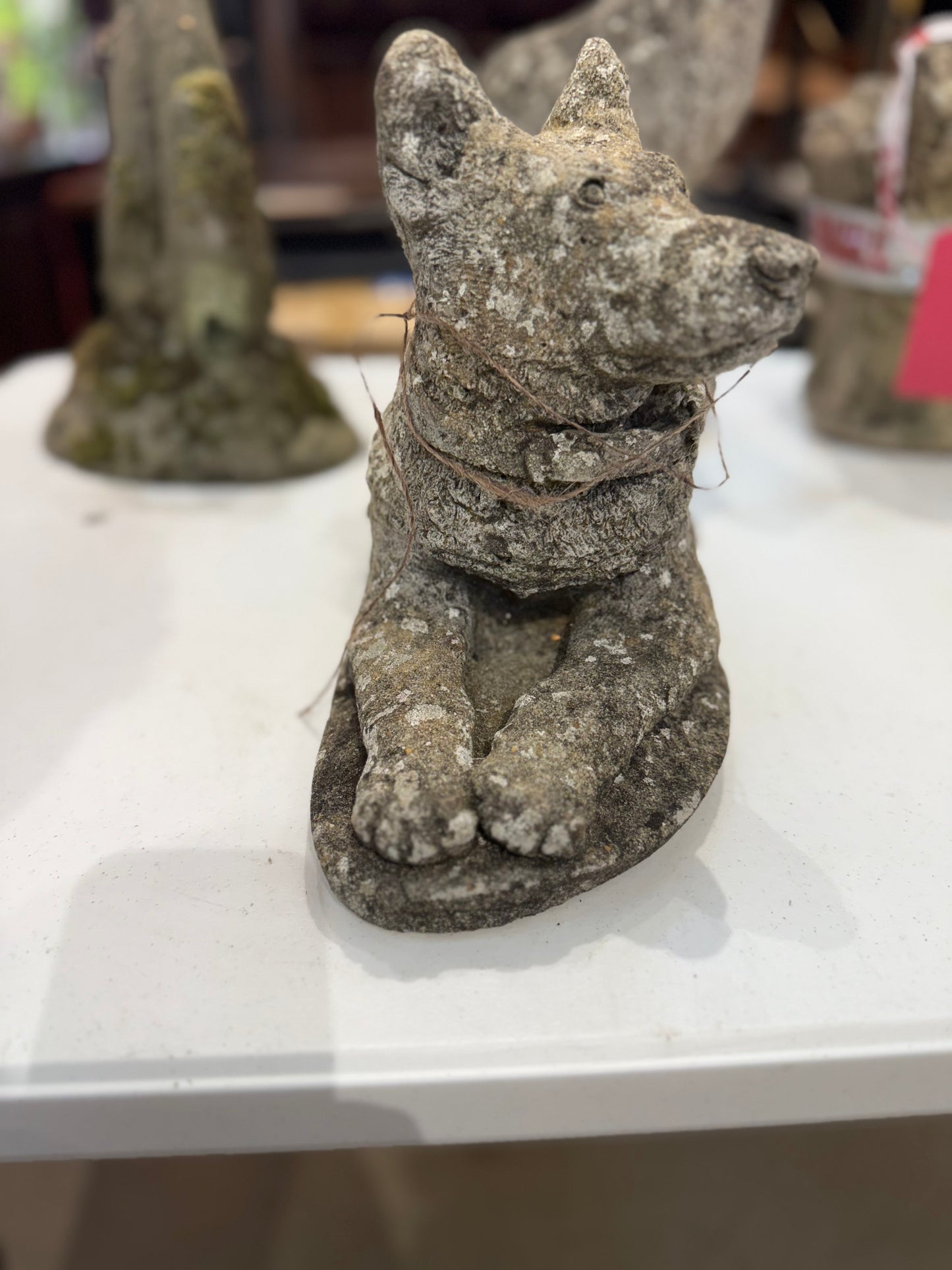 Stone Dog in Repose with Perky Ears