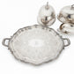 Large Silver Tray with 2 Handles and Initial "B"