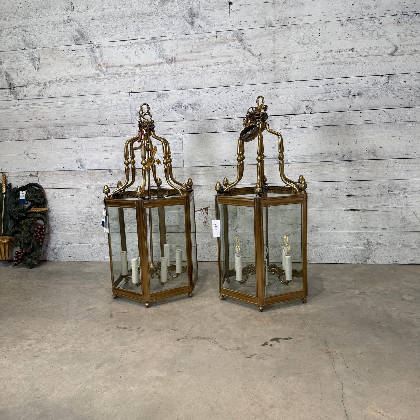 Architectural Brass Hanging Lanterns by Christopher Wray, Sold Individually