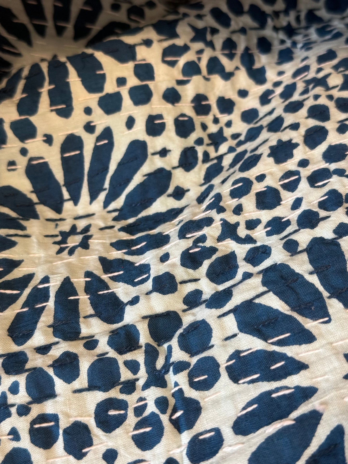Double Stitched Block Print Kantha Throws