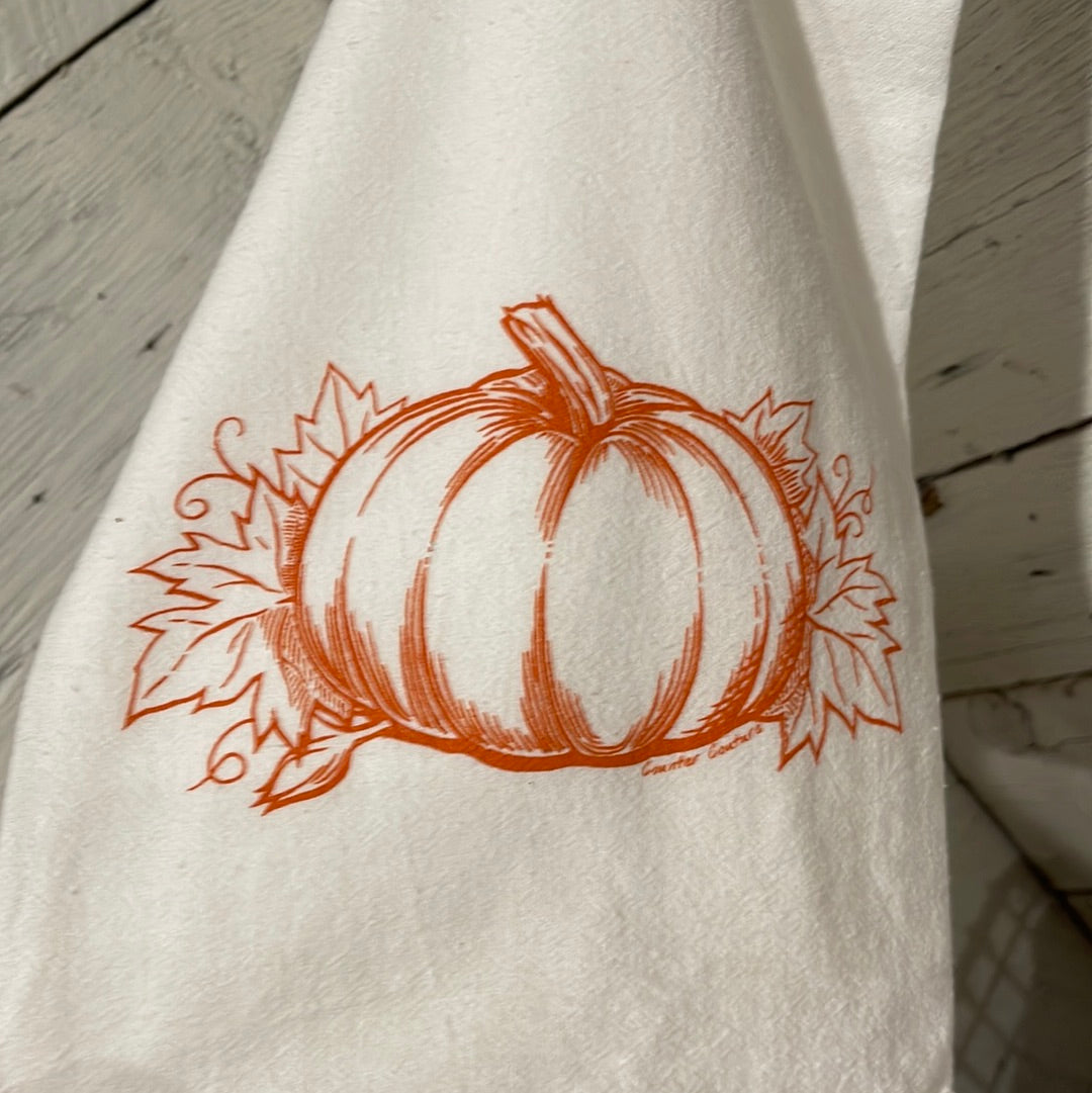 Pumpkin Flour Sack Tea Towel