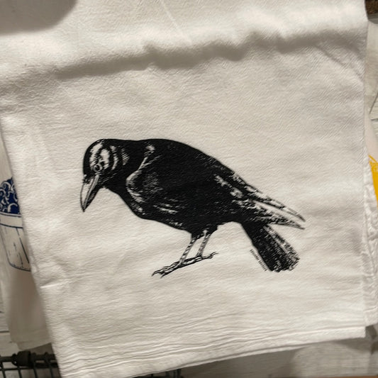 Crow Flour Sack Tea Towel