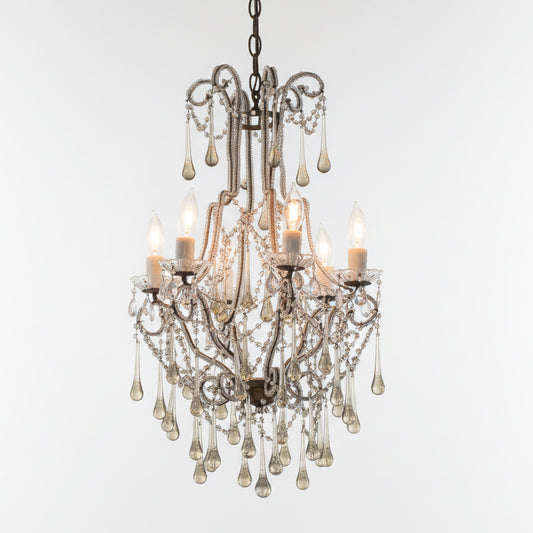 Yellow Crystal Antique Chandelier