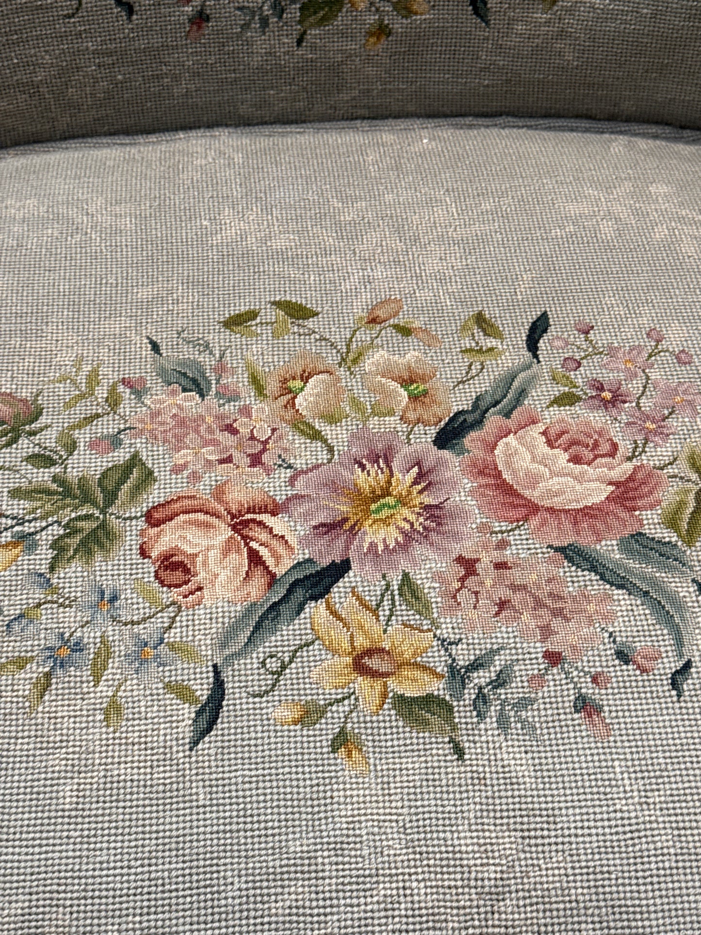 Louis XVI Needlepoint Chair and a Half or Setee