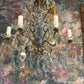 6 Arm Crystal Chandelier with Baby Blue Tear Drops