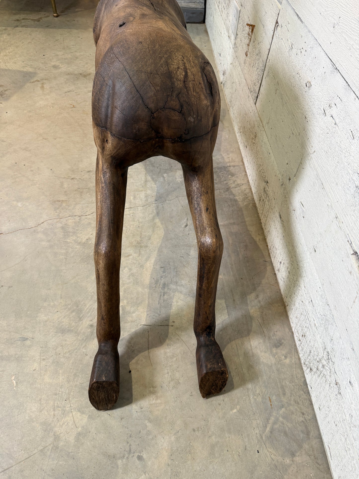 Hand-Carved Spanish Hardwood Horse Sculptures