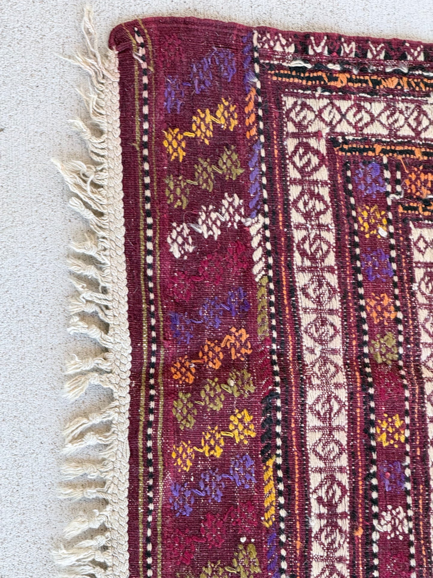 #124 Red Rectangular Motif Runner