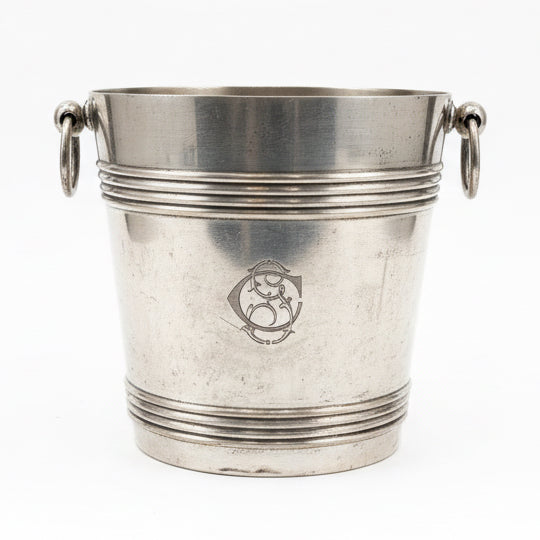 Silver Plated Christofle Champagne Bucket with Monogram CS