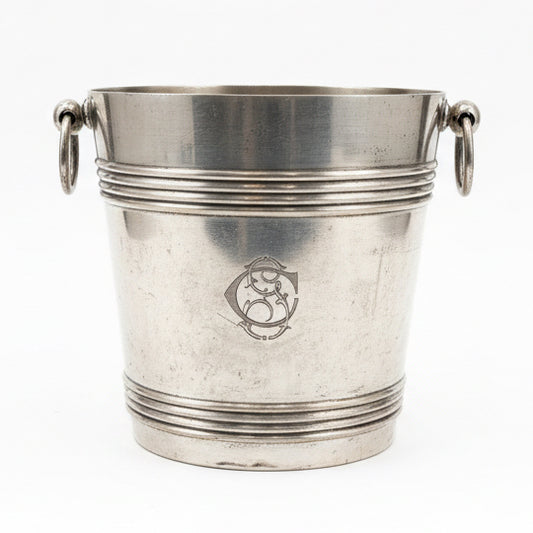 Silver Plated Christofle Champagne Bucket with Monogram CS