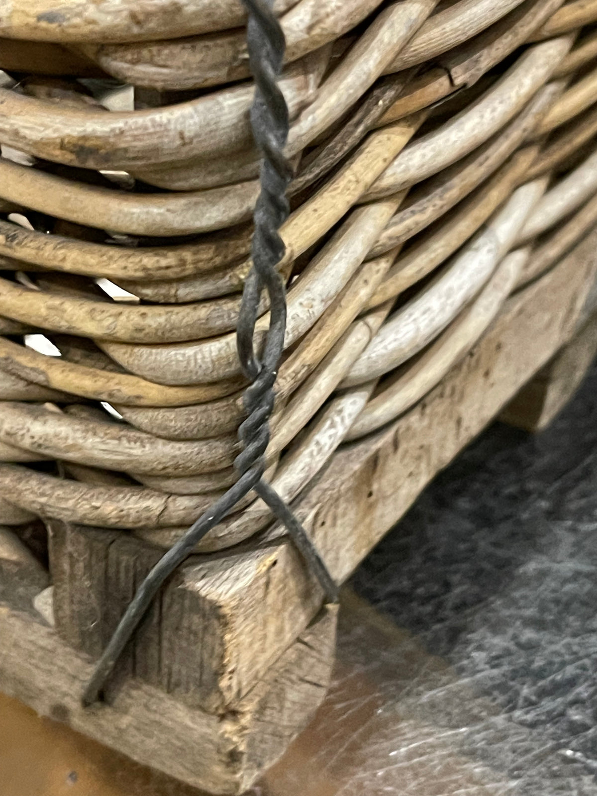 French Rectangular Grape Basket with 4 Handles Circa 1900