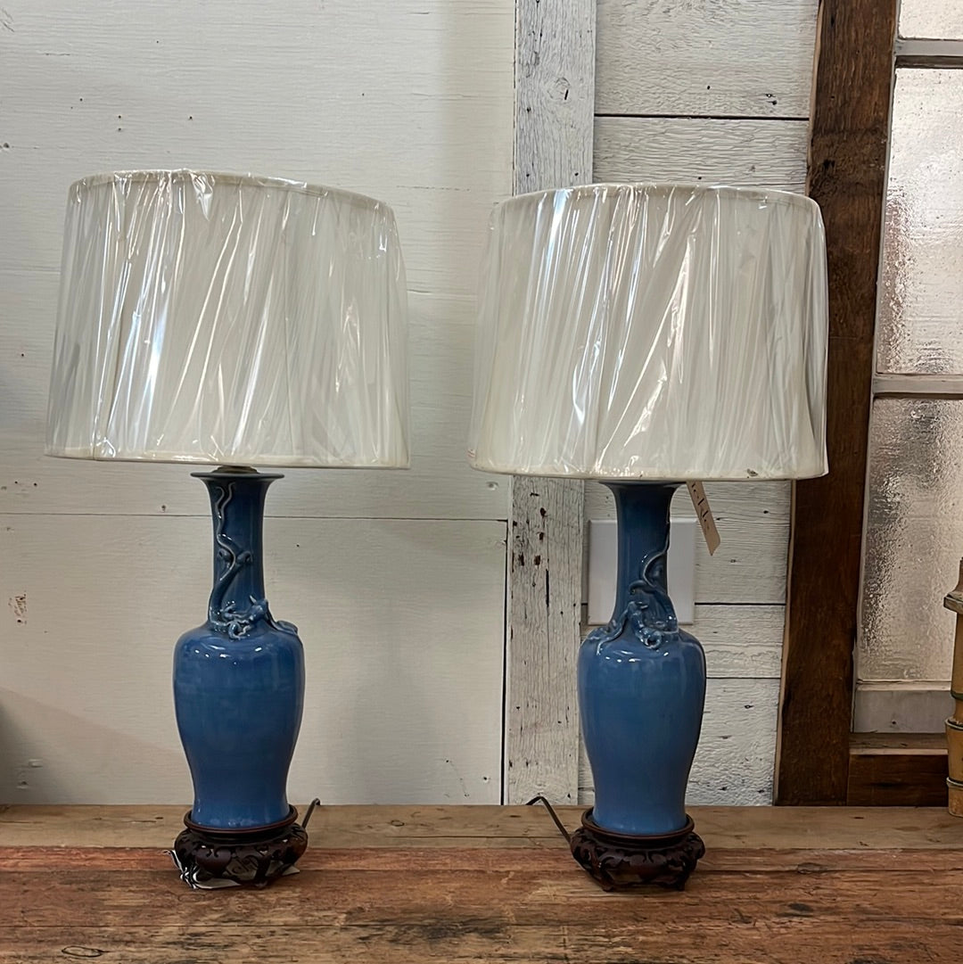 Blue Dragon Lamps with Shades