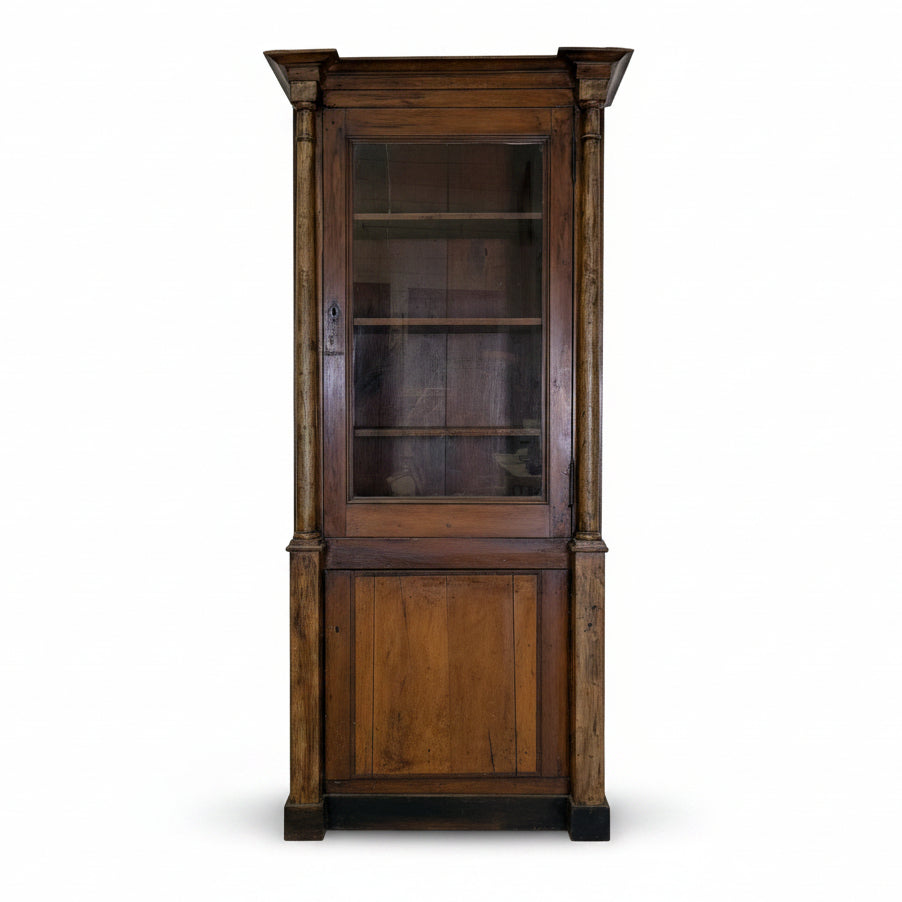 French Pharmacy Cabinet with Architectural Columns and Glass Front