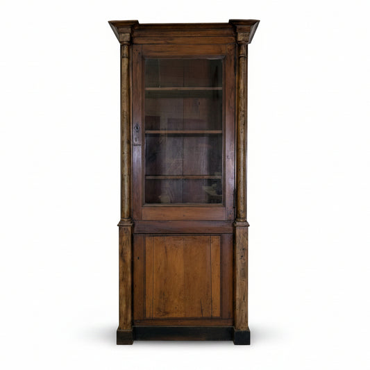 French Pharmacy Cabinet with Architectural Columns and Glass Front