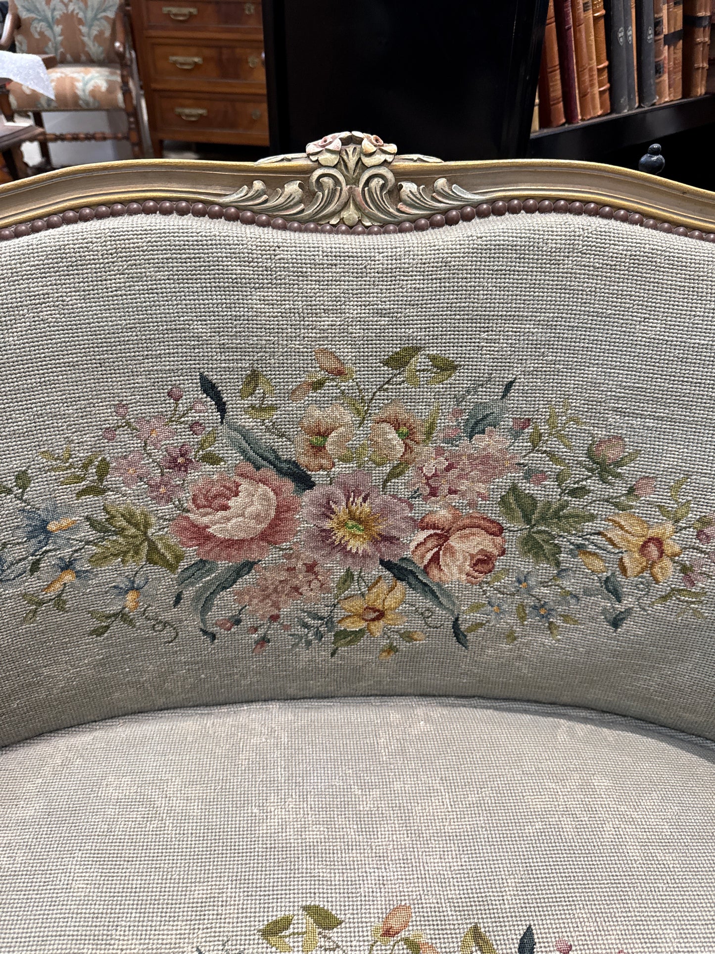Louis XVI Needlepoint Chair and a Half or Setee