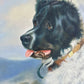 Oil on Canvas Framed Newfoundland Dog Painting after Landseer