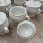 Antique French White Porcelain Pots de Crème Service on Pedestal Stand – 9 Pieces