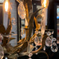 Gilt Iron and Crystal Drop Chandelier
