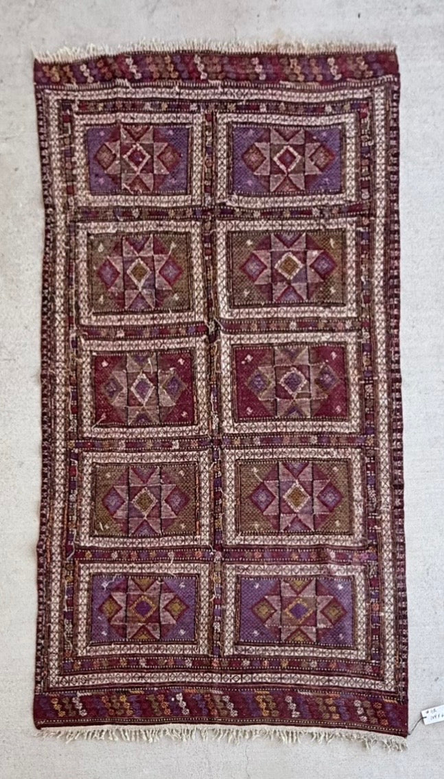 #124 Red Rectangular Motif Runner