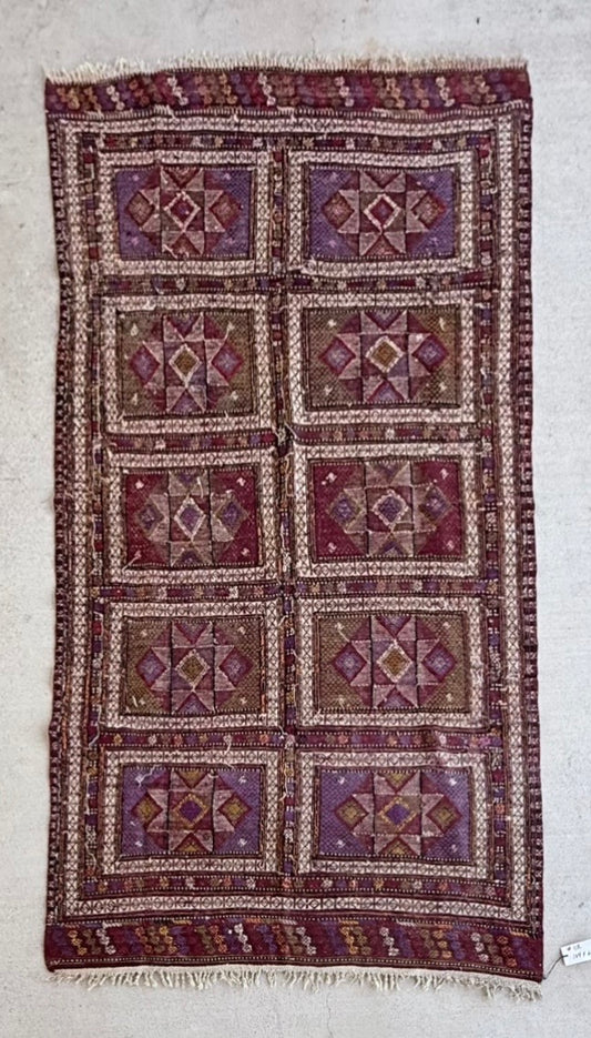 #124 Red Rectangular Motif Runner