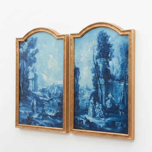 Pair of Grisaille Rococo-Style Landscape Panels