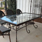 Lacquered Metal Faux Bamboo Table with Glass Top