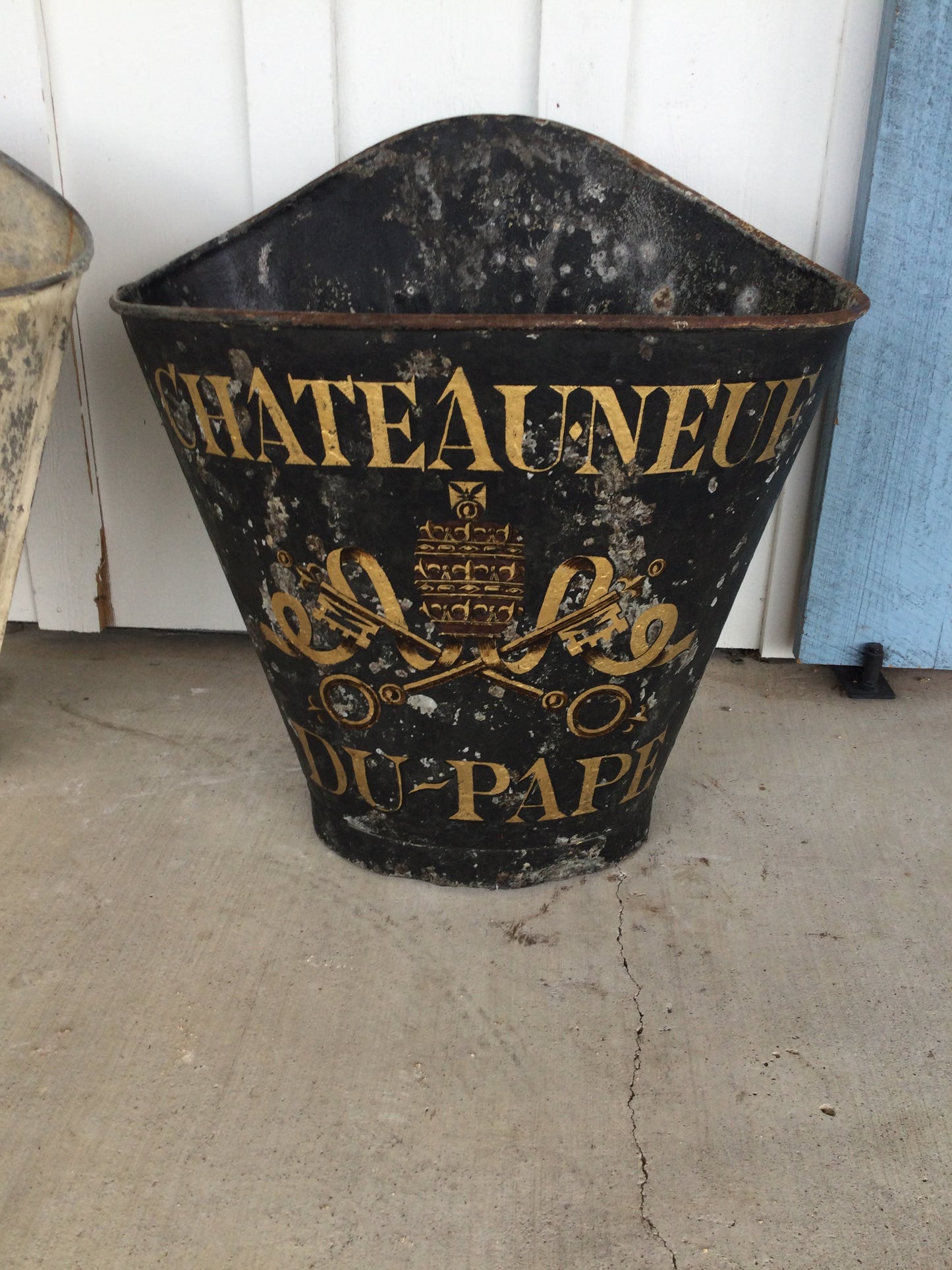 French Tole Grape Hod Painted Chateaneuf Du Pape