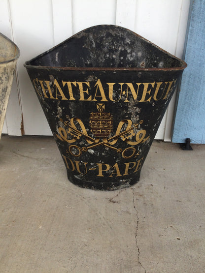 French Tole Grape Hod Painted Chateaneuf Du Pape