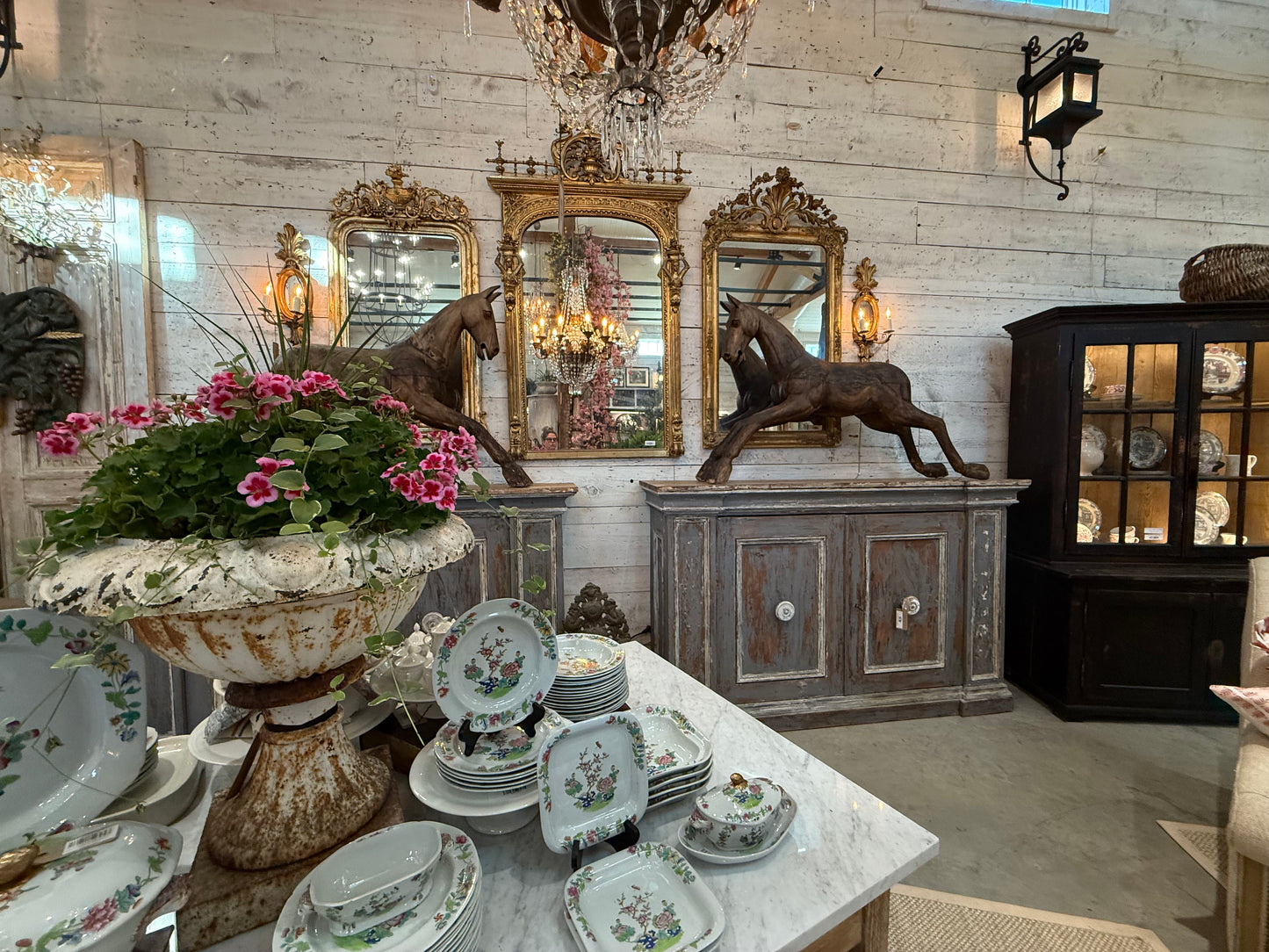 Hand-Carved Spanish Hardwood Horse Sculptures