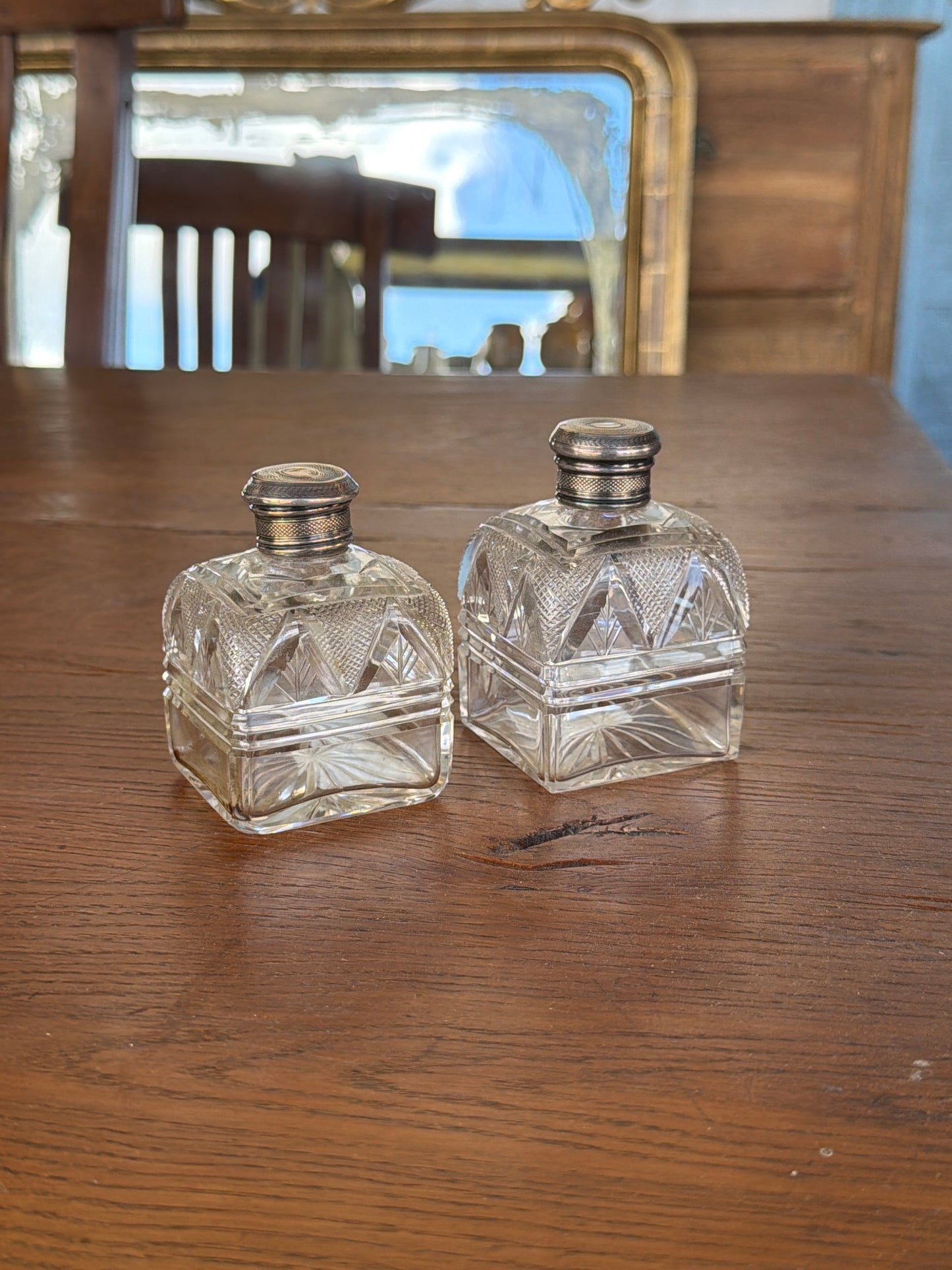 Vintage French Perfume Bottle with Lid Large