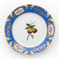 Circa 1850 French Paris Porcelain Plates with Hand Painted Fruit and Cobalt Gilt Rims
