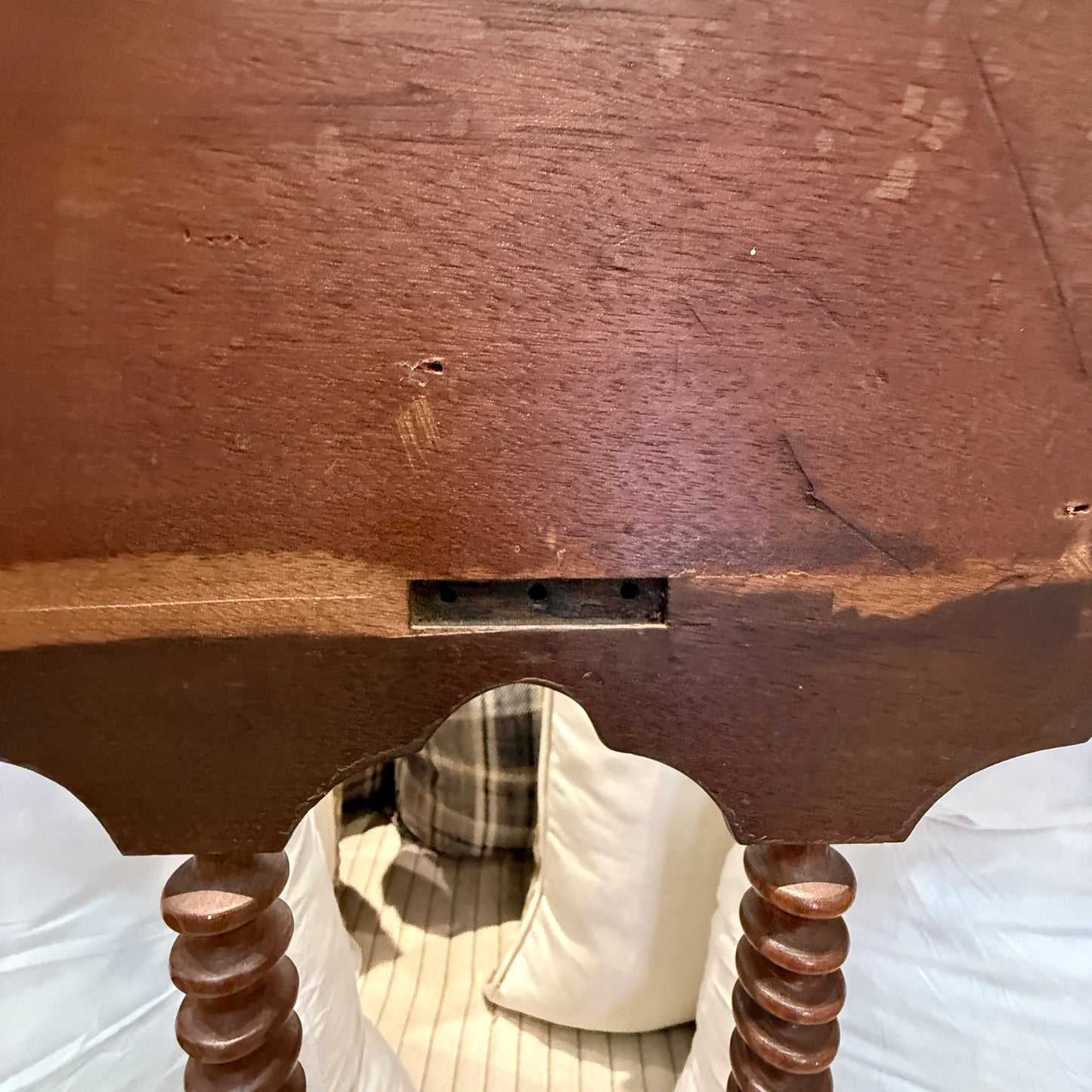 Monumental 19th Century American Empire Mahogany Four Poster Canopy Bed with Bobbin Turned Posts