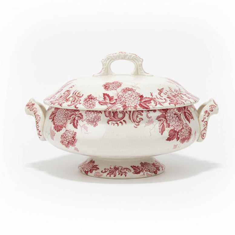 Pink And White Ironstone Soupiere