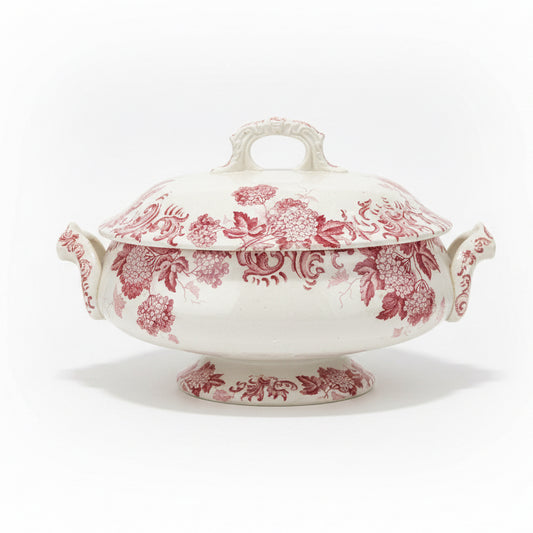 Pink And White Ironstone Soupiere