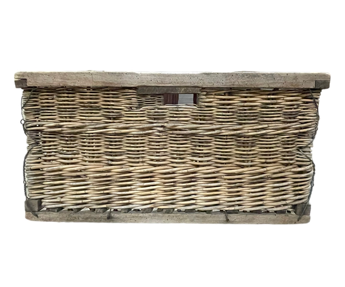 French Rectangular Grape Basket with 4 Handles Circa 1900