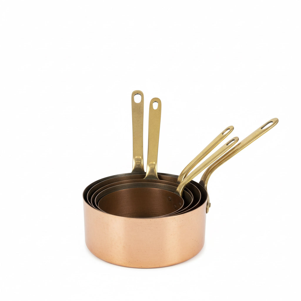 Heavy Antique Copper Cookware Set - 4 Pieces