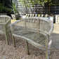 Weathered English Circa 1930 Teak Curved Bench