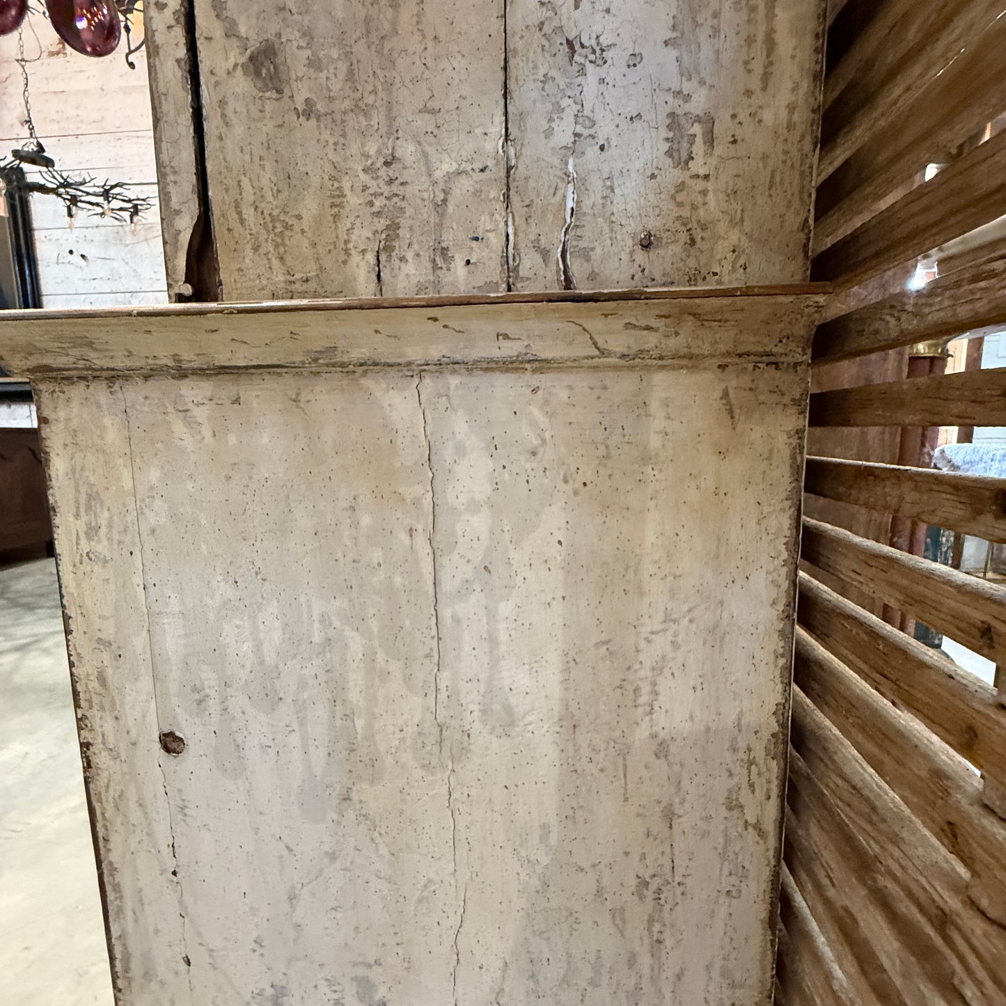 Large 19th Century English Pine Glazed Display Cabinet with Original Glass