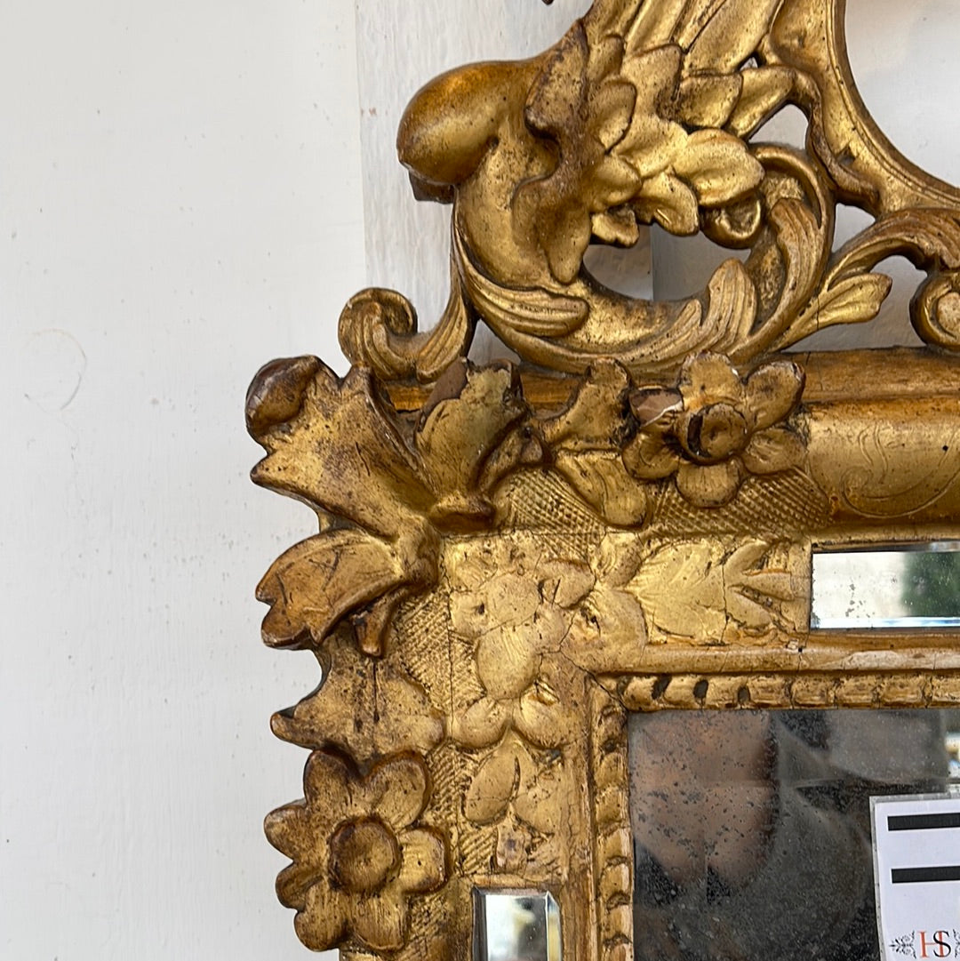 19th Century Gilded Floral Marriage Mirror
