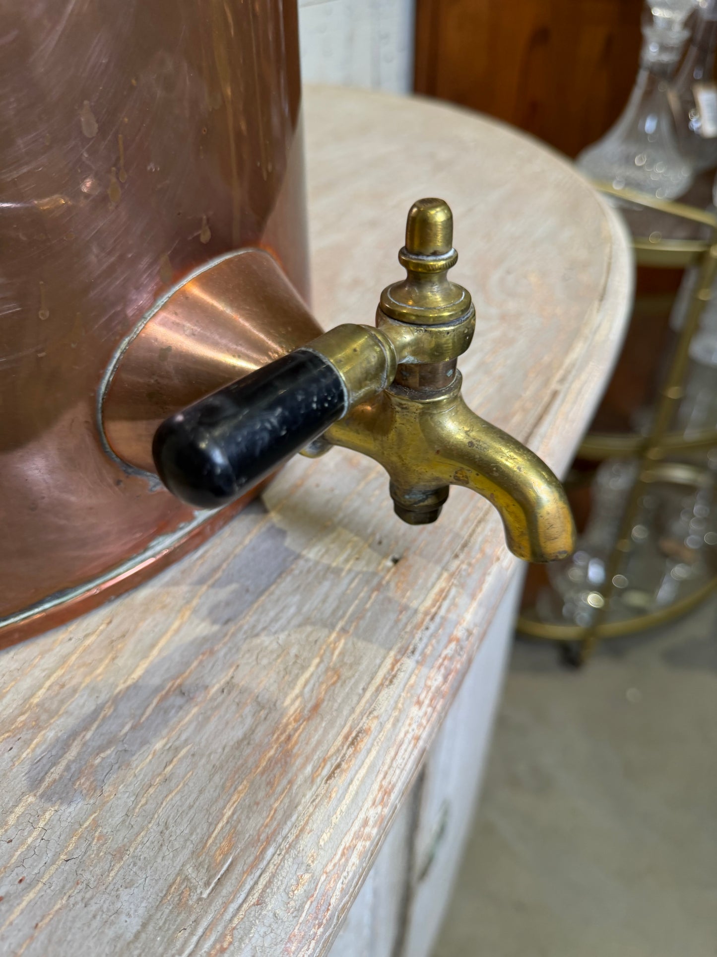 Copper Beverage Dispenser with Brass Spigot Circa 1900