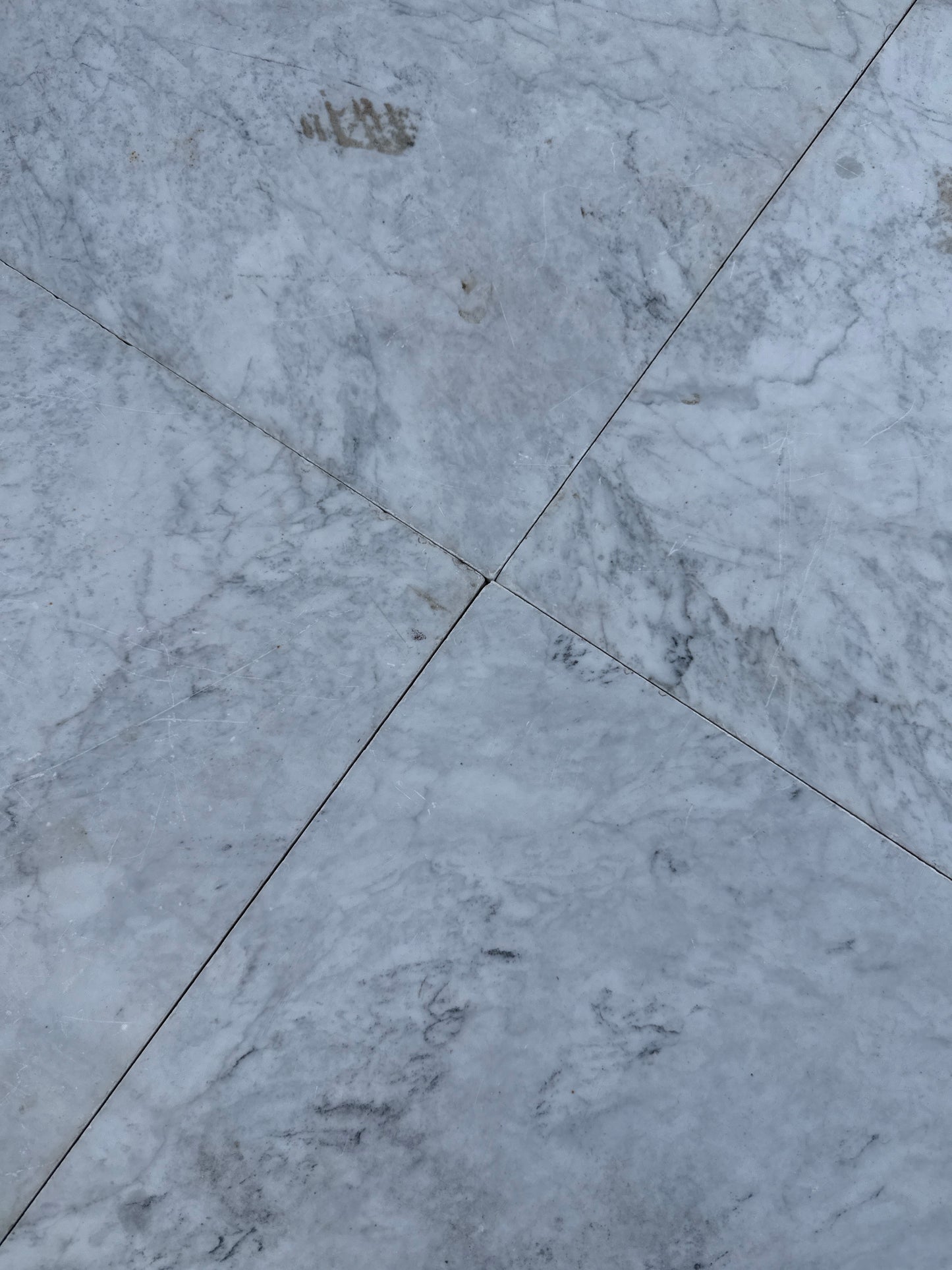 Art Deco Round 4 Piece Marble Top Table with Wrought Iron Base