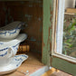 Blue 2 piece French Cabinet with Glass Doors