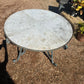 Art Deco Round 4 Piece Marble Top Table with Wrought Iron Base