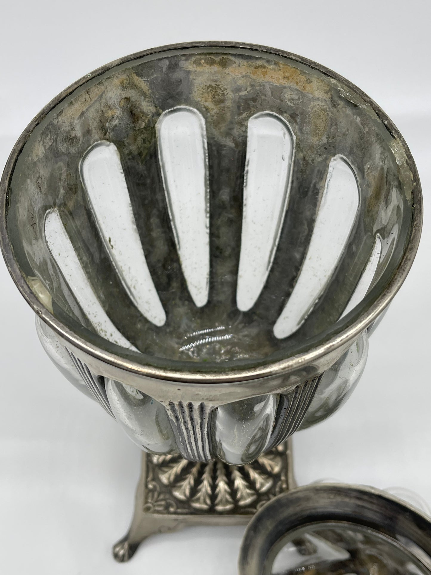Vintage Caged Hand Blown Glass Apothecary Urn