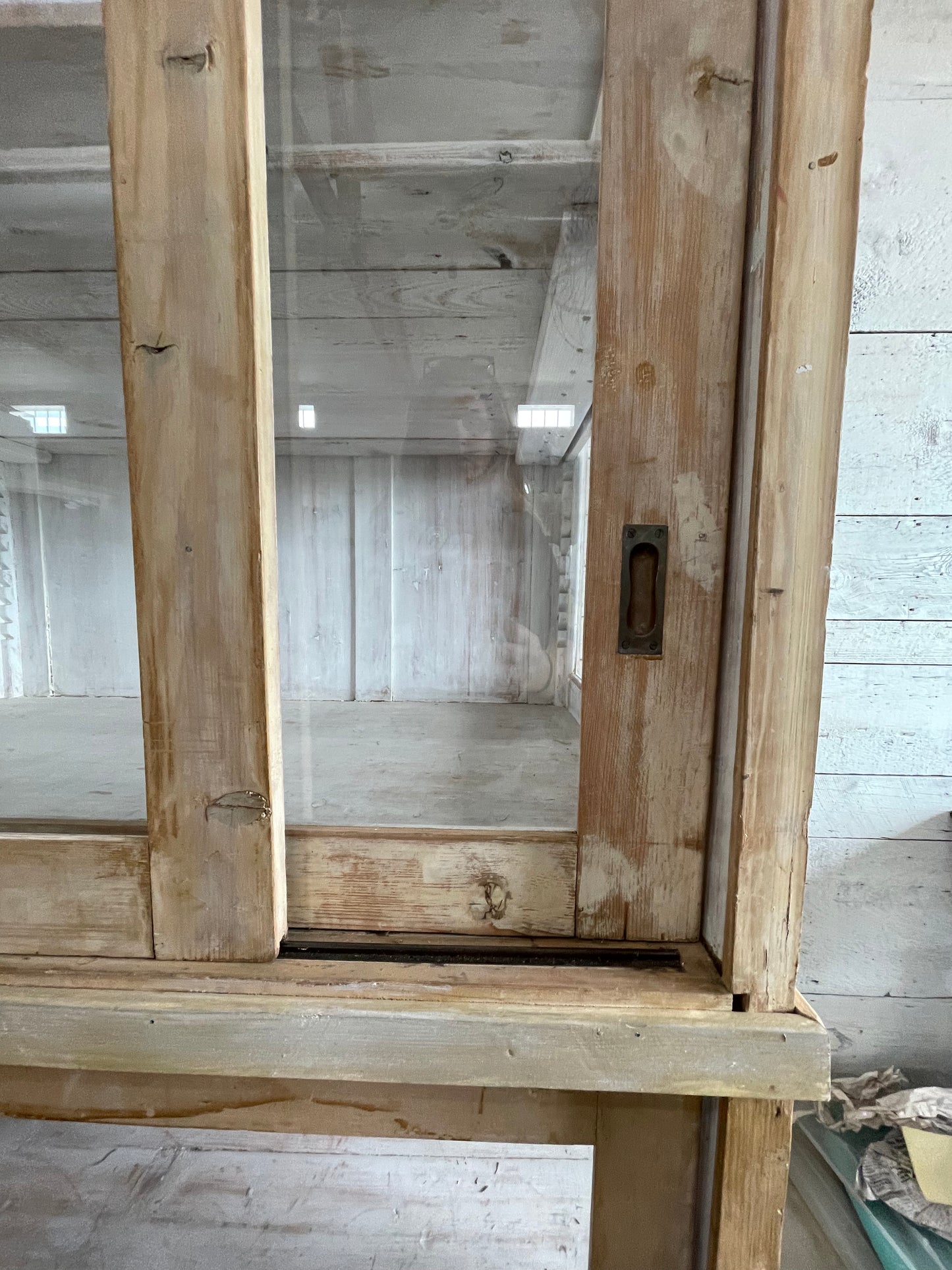 Large Bleached Sliding Door Cabinet