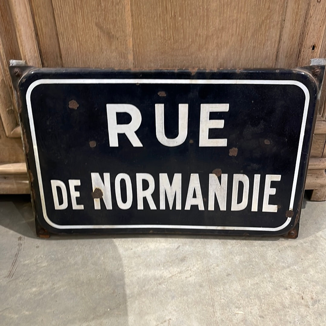 French Metal Street Sign Rue de Normandy Circa 1850