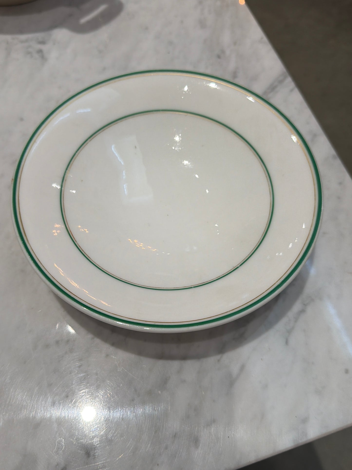 French Green Rim Compote 3” Tall