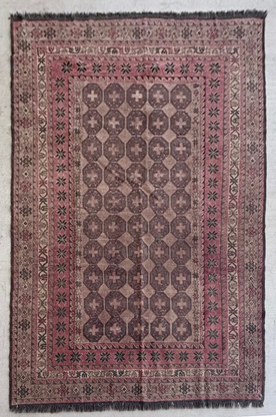 #113 Red Octagonal Hand Knotted Rug
