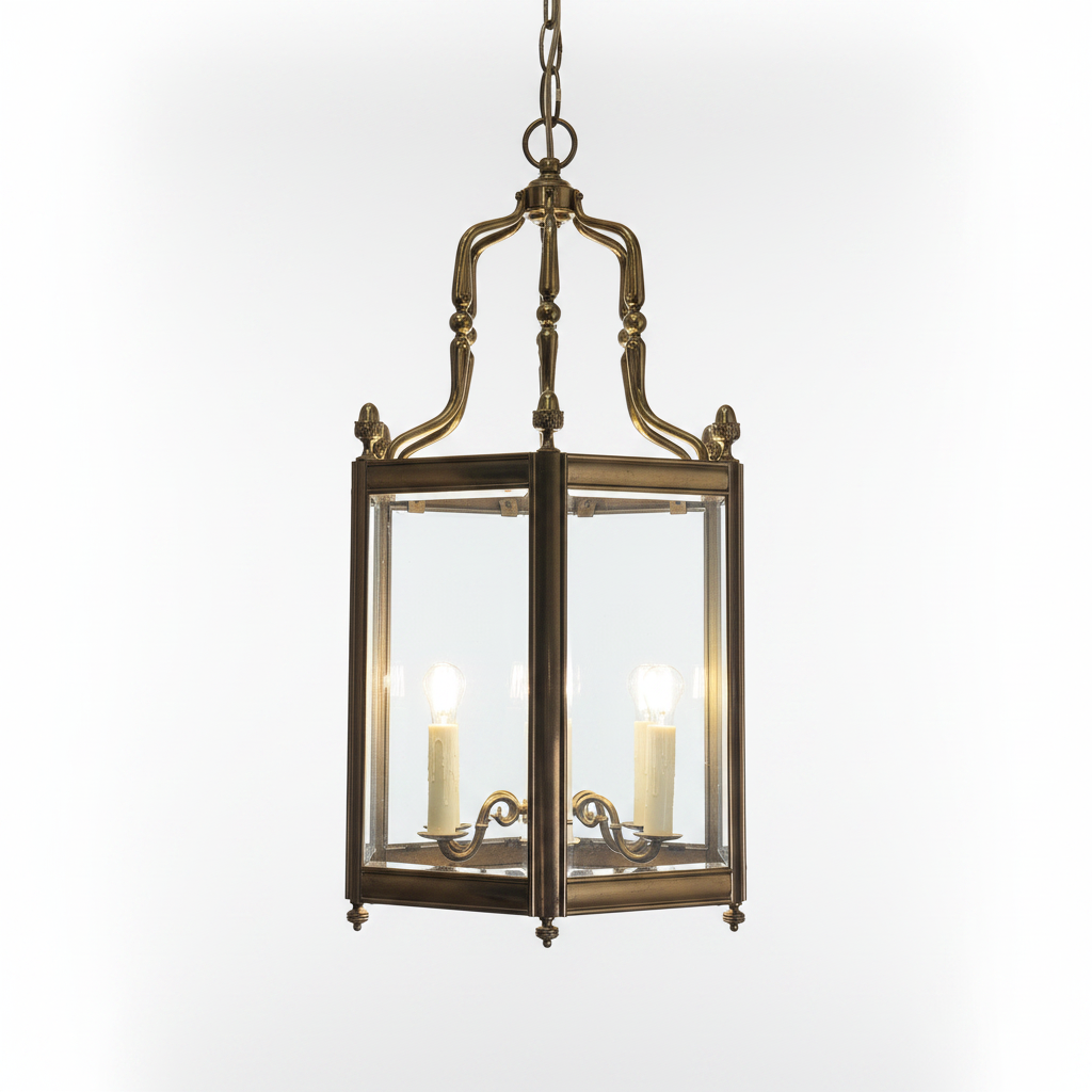 Architectural Brass Hanging Lanterns by Christopher Wray, Sold Individually