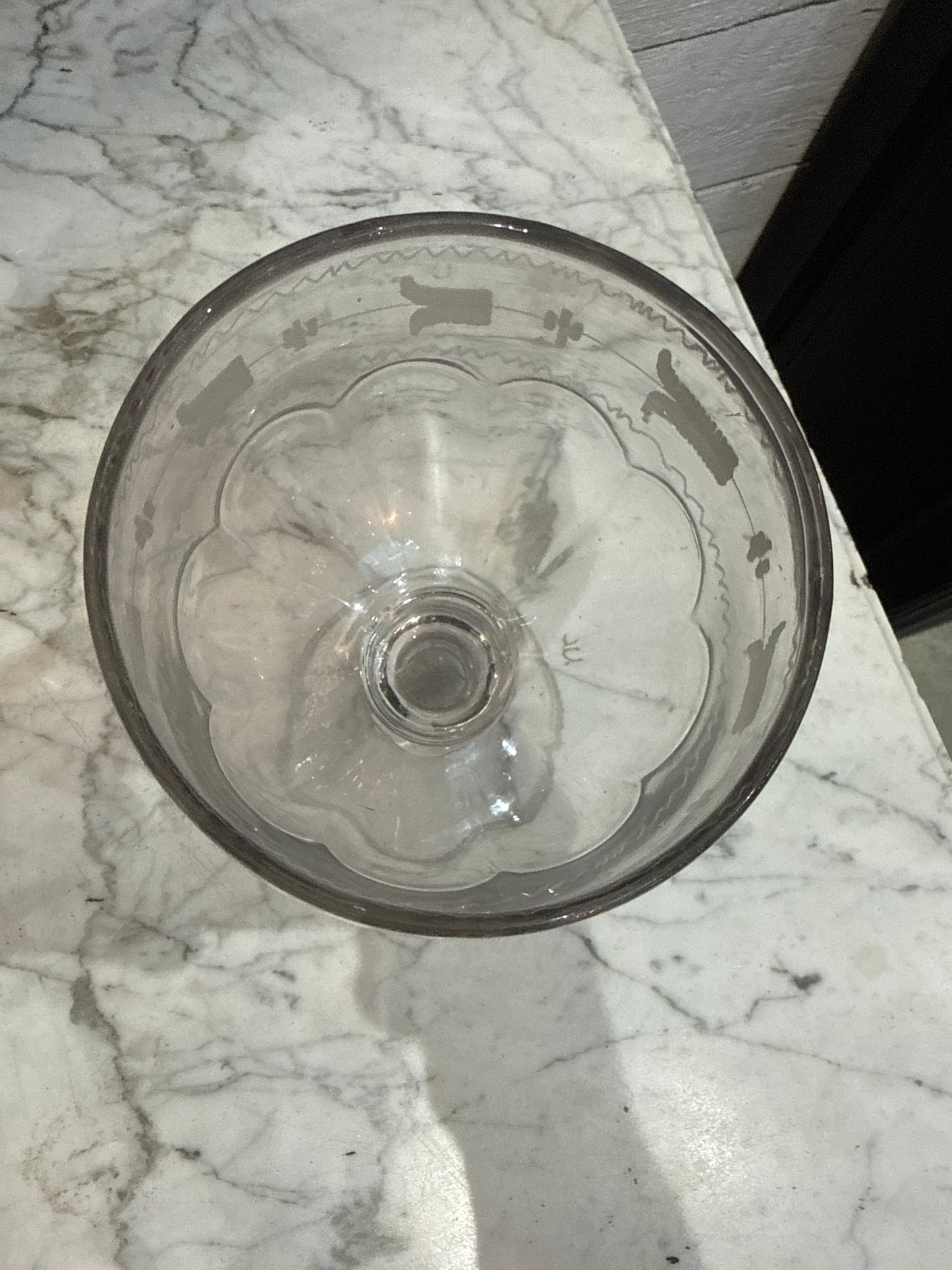 French Souvenir Event Glass with Etched Flowers